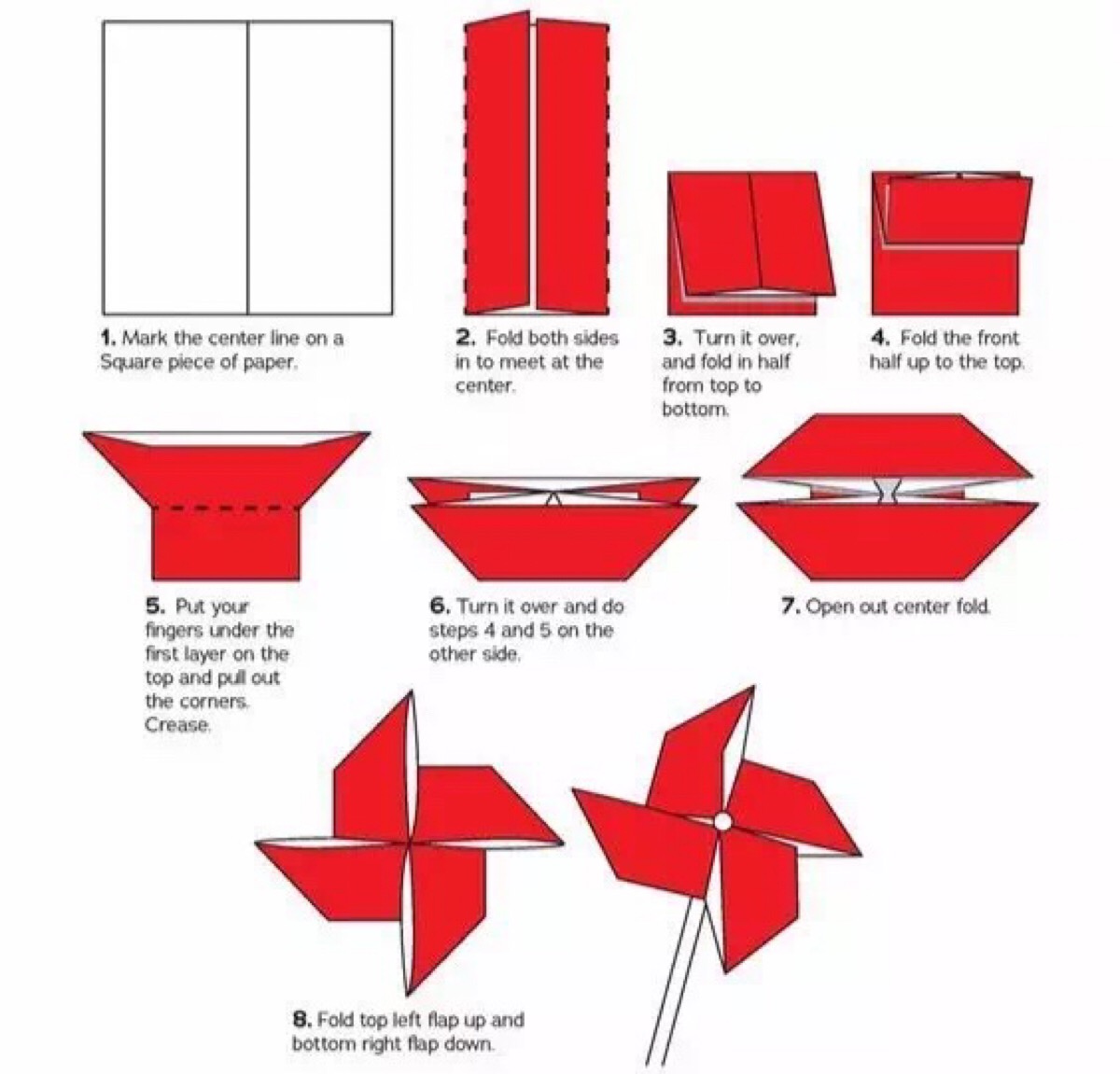 正方形纸折风车图片