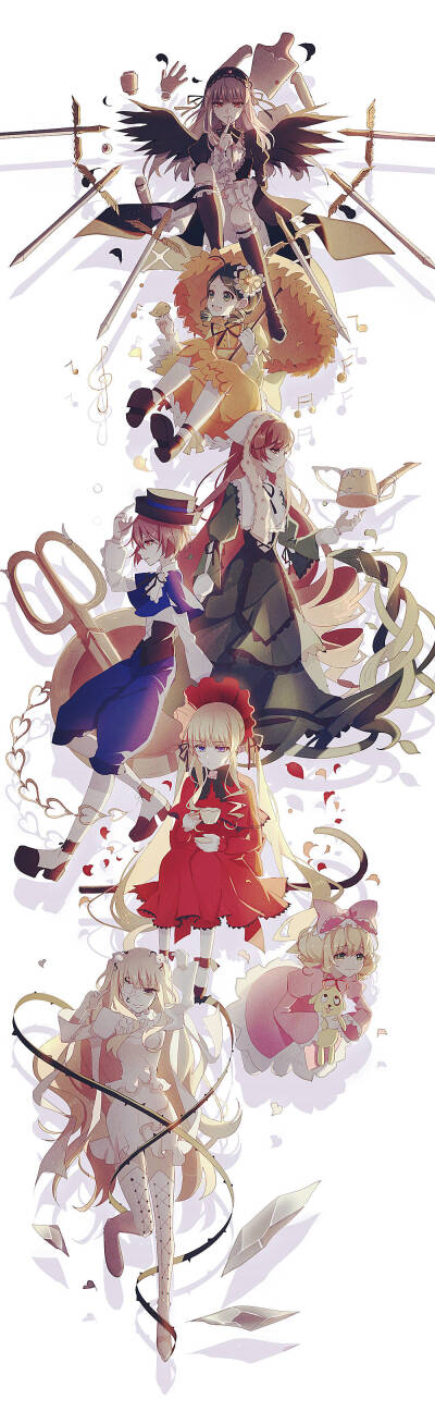 蔷薇少女『』水银灯 金丝雀 翠星石 苍星石 真红 雏莓 雪华绮晶画师图片