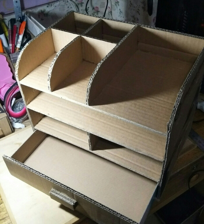 桌面收纳盒制作纸盒子图片