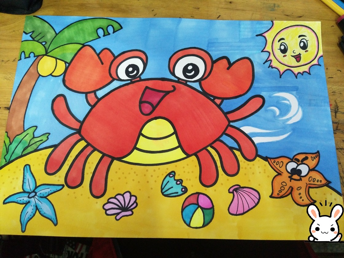 晒太阳的螃蟹简笔画图片
