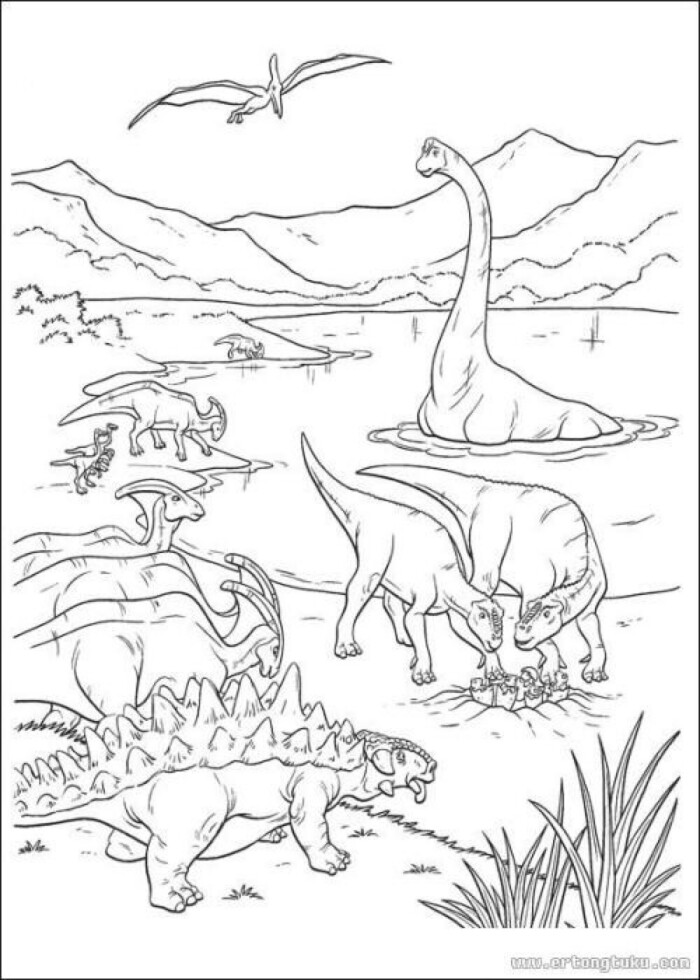 恐龙线描作品图片