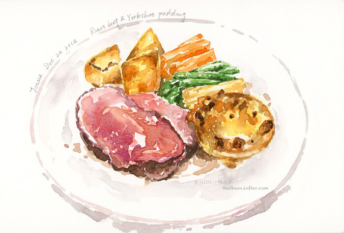 【水彩美食插画】作者:作者:jessie一颗豆子