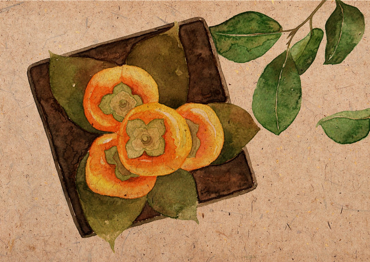 杉田· 二十四节气食物手绘——霜降 · 柿子