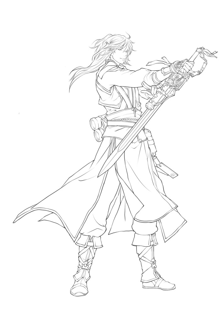 古风古代男子线稿
