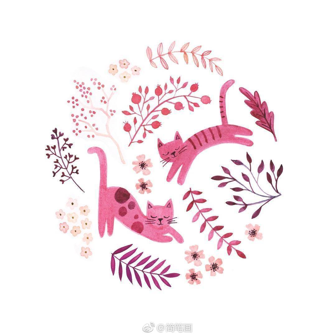 森系小清新叶子水彩手帐素材(插画师bonnie kuhl和jen krause)