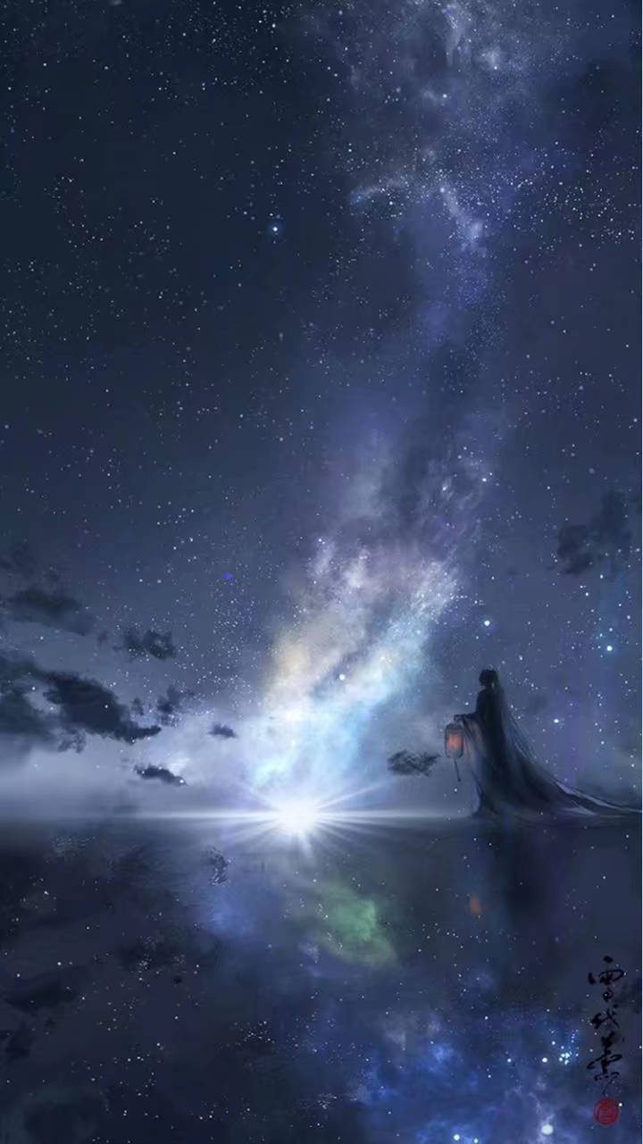 夜长人自起,星月满空江.#古风壁纸无水印
