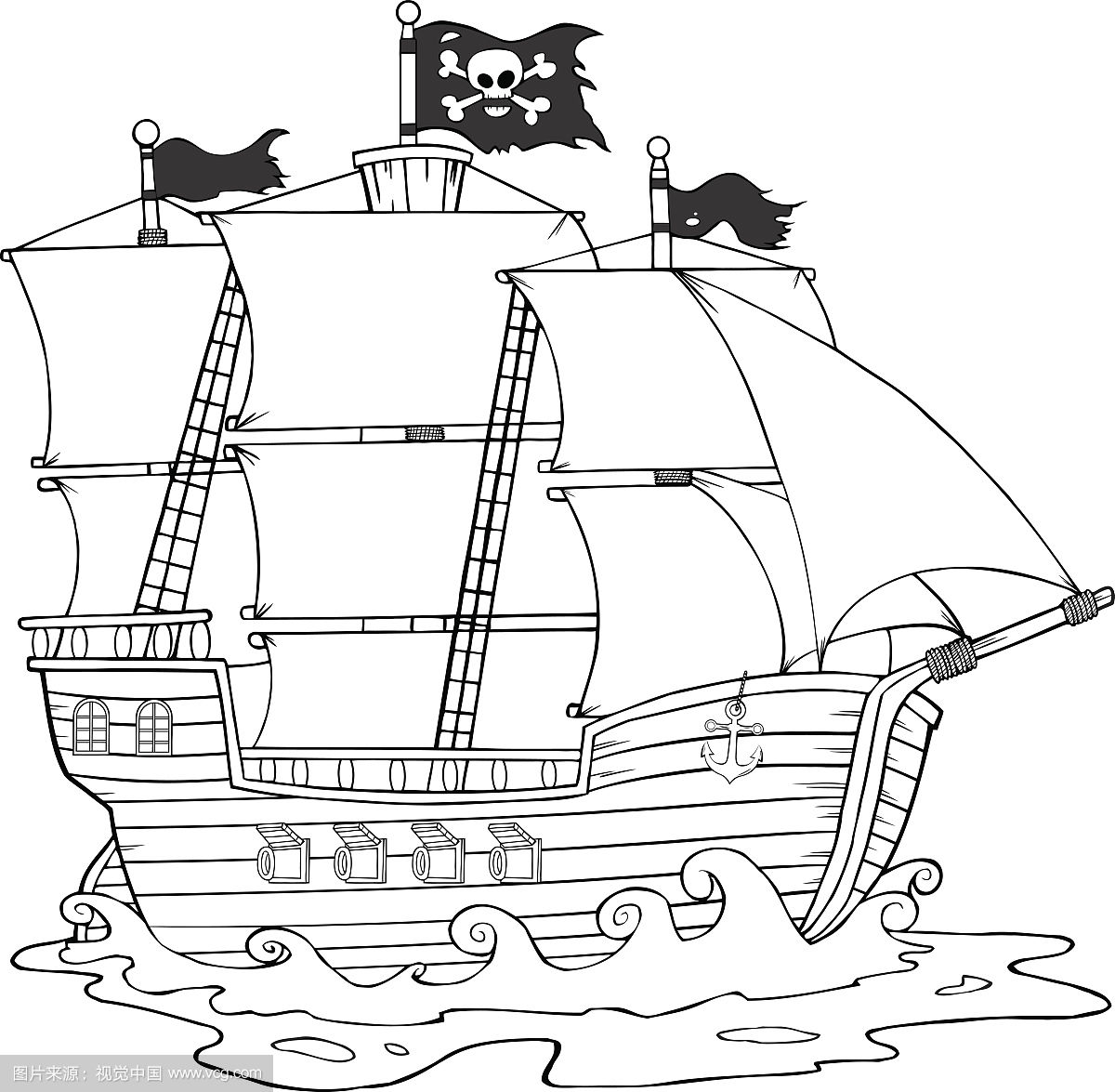 海盗船图片大全 绘画图片