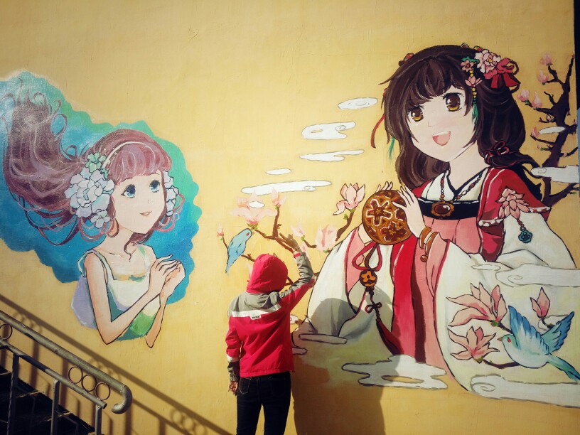 小清新手绘动漫墙画 取走请授权