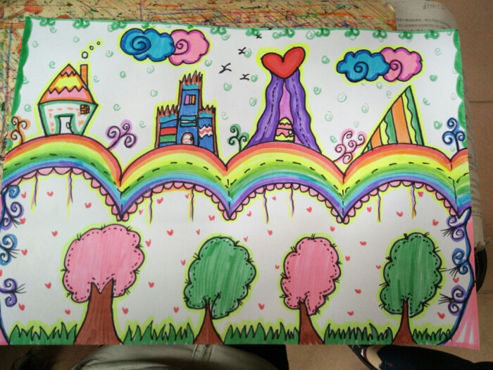 幼儿园简笔画彩虹桥图片