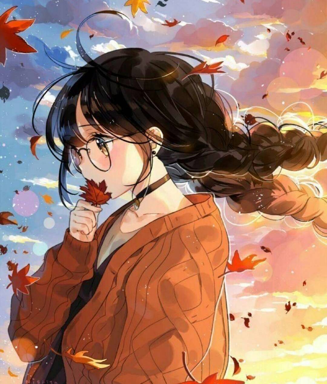 二次元黑麻花辫琥珀色瞳仁少女 图源网络侵删