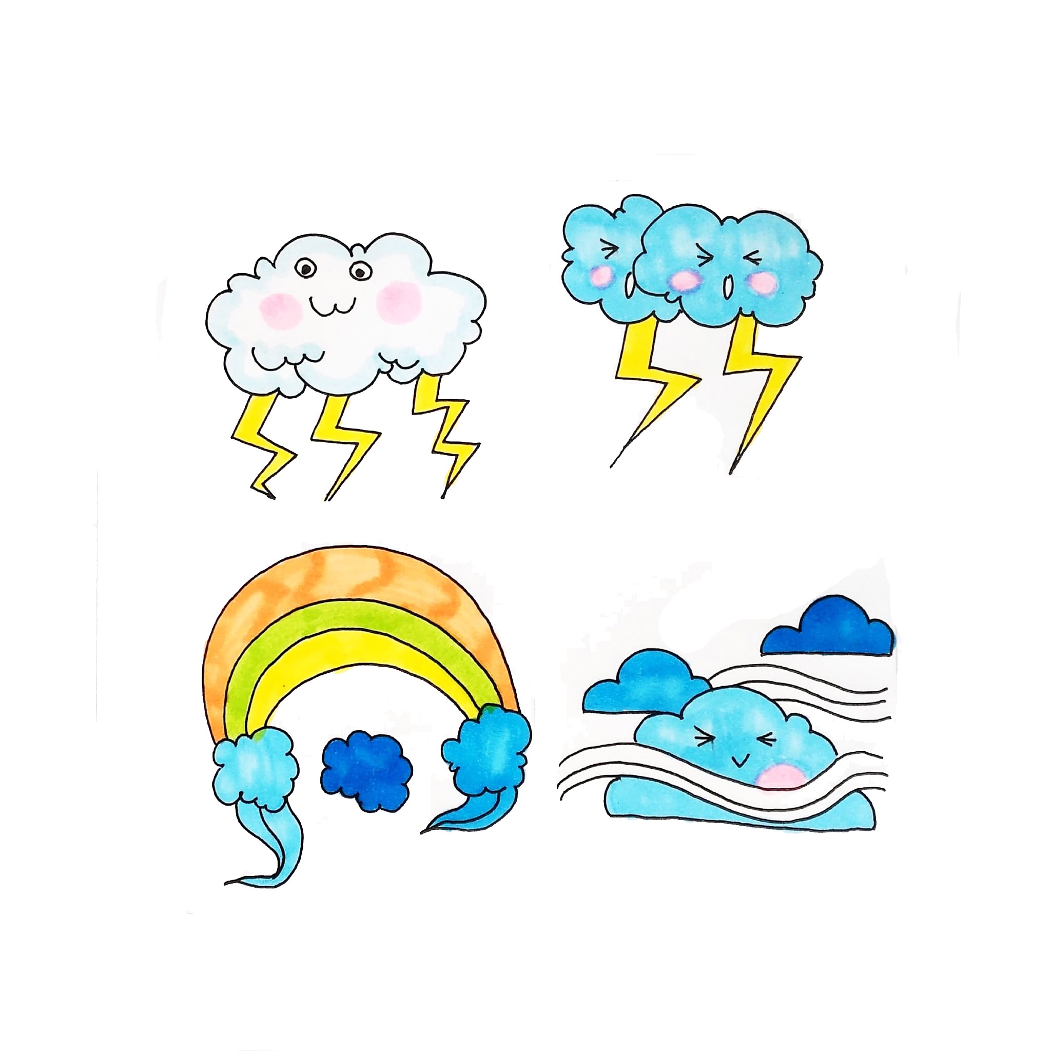 手账素材,天气简笔画