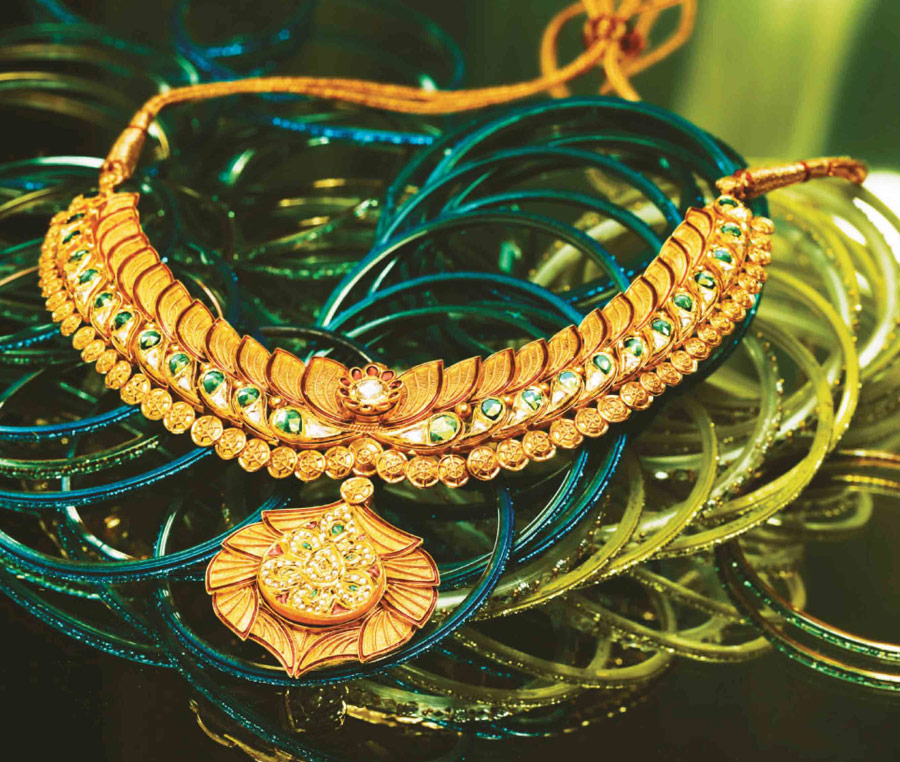 the multiple petals of the sacred lotus forming a necklace with