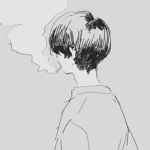 抽烟 社会哥 背影 黑白 描画 帅气男头像 二次元动漫 虫子专属