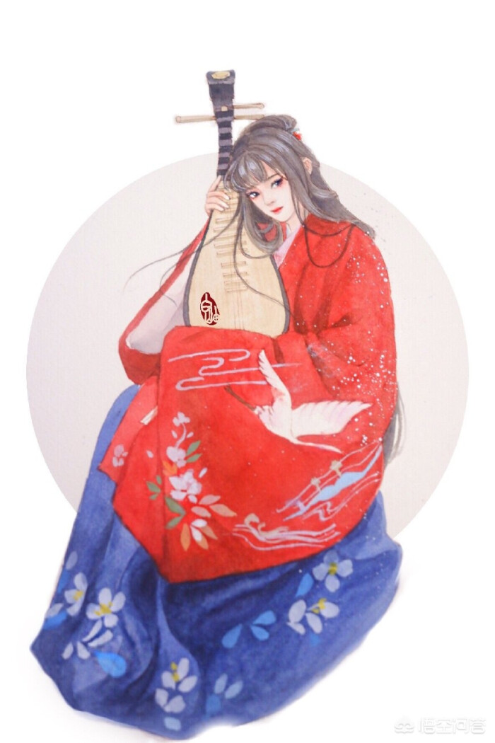 唯美古风女子 头像 乐器 琵琶 白岫