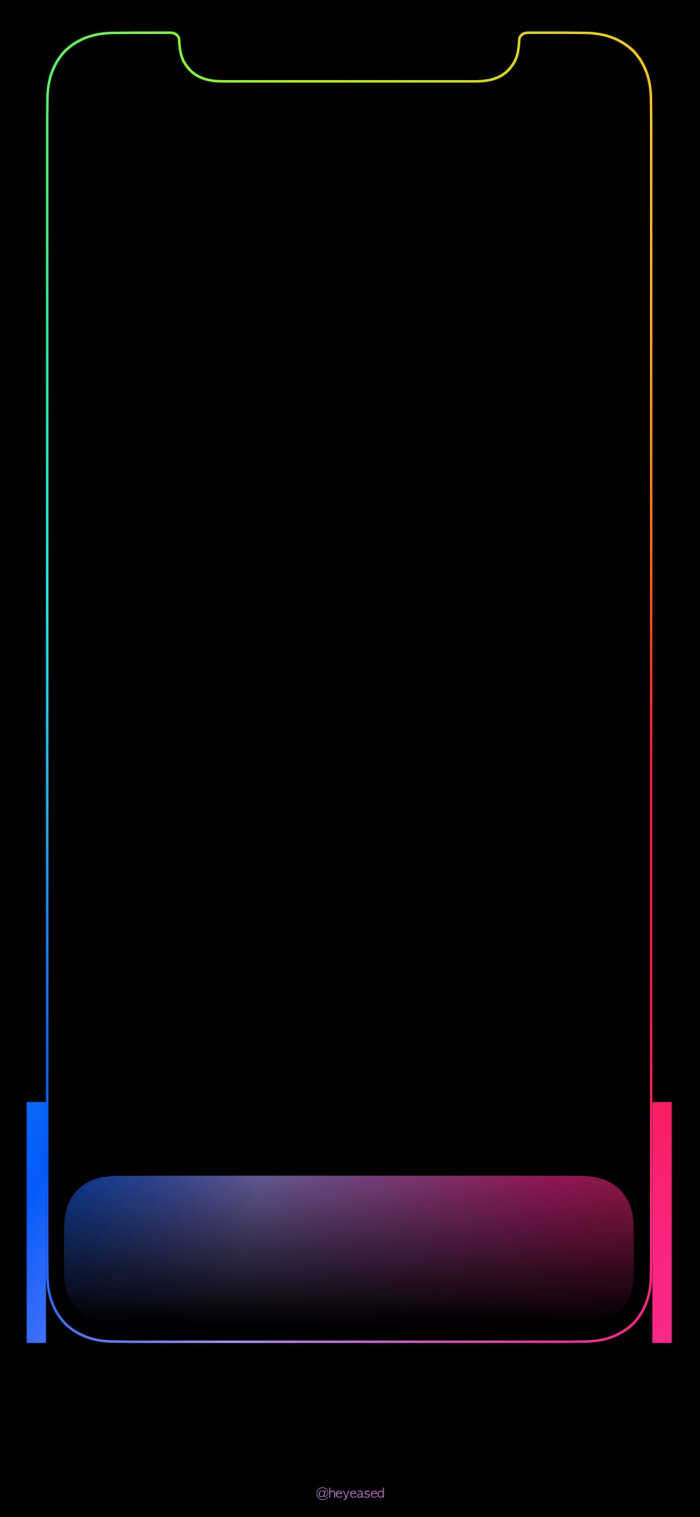 iphonex七彩边框壁纸,手机炫酷七彩边框壁纸 iphonex壁纸—抱图请留赞—@heyeased—直接设置无需缩放—彩色dock栏