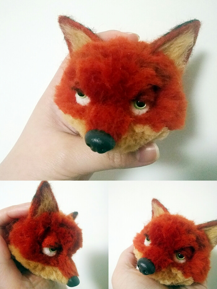 羊毛毡手纺线制作的毛球狐狸尼克!