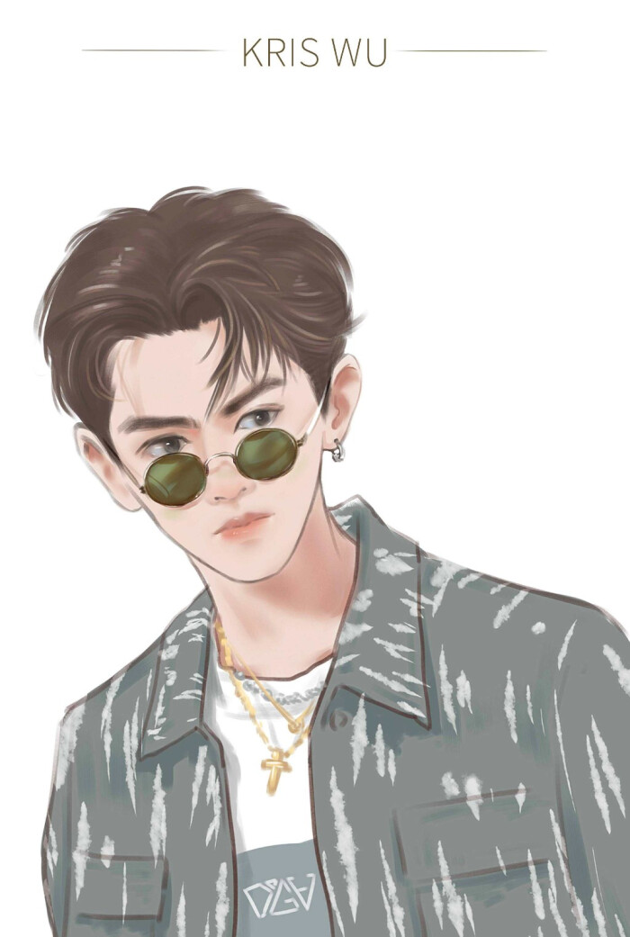 吴亦凡 kris 明星壁纸 男神帅哥 手绘漫画 素描卡通 人物头像 插画