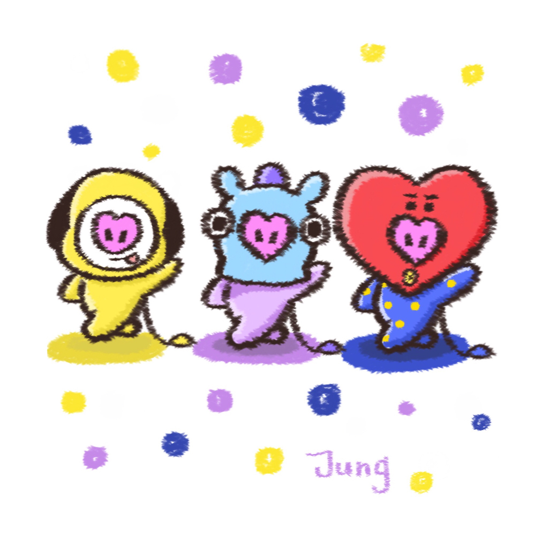 ins: jung_086 bt21 van koya rj shooky mang chimmy tata cooky