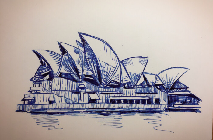 悉尼歌剧院简笔画彩色图片