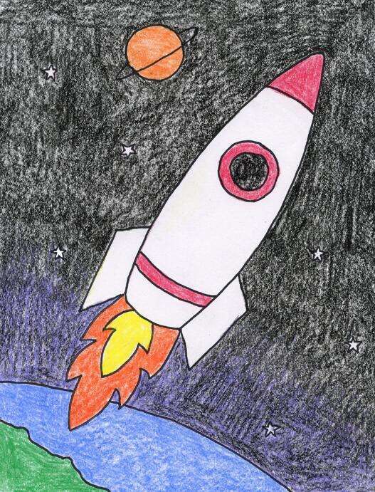 三年级科幻画宇宙飞船图片