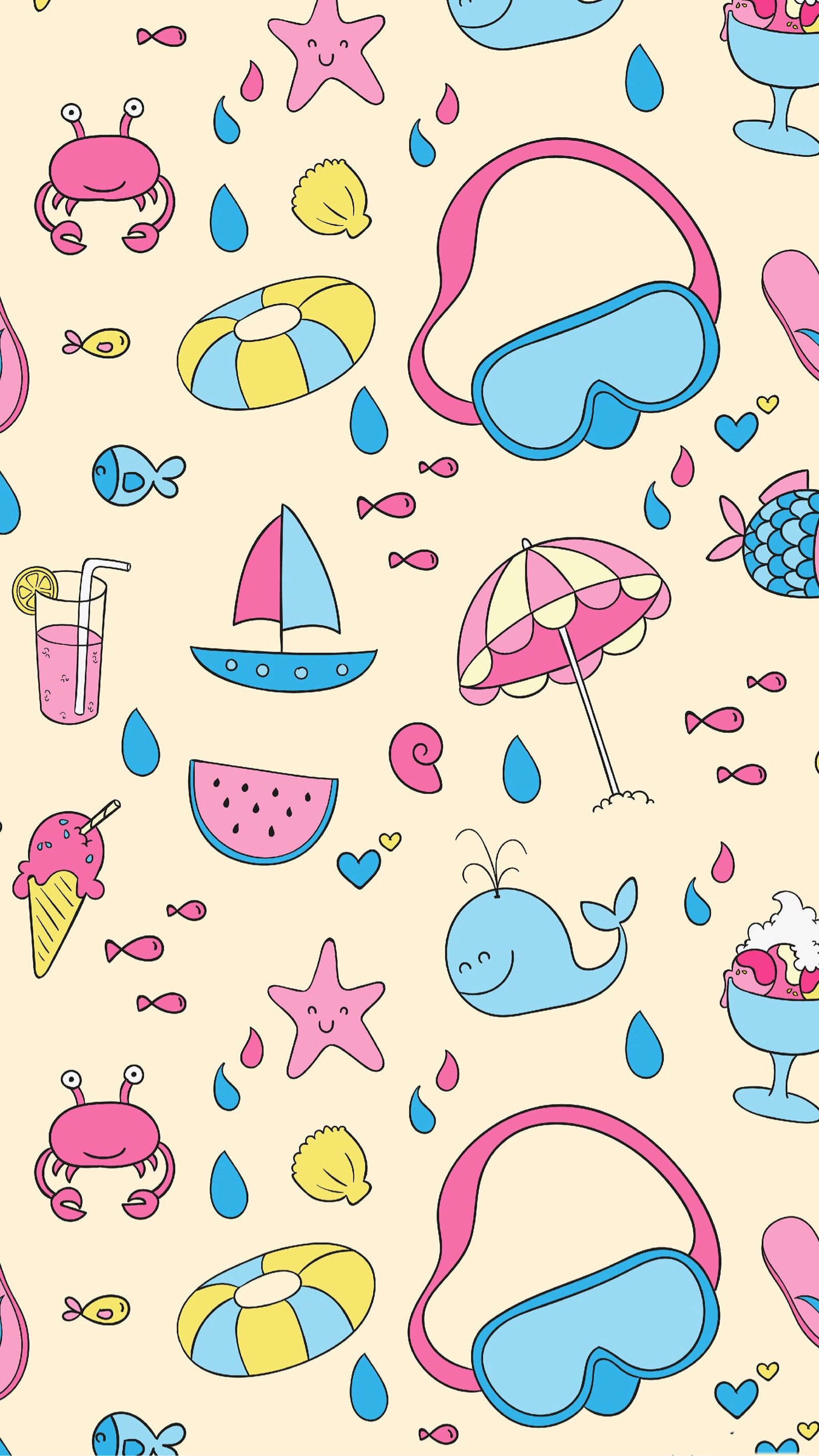 简单 插画 萌物 可爱 田园 碎花 清新 软萌 平铺壁纸"