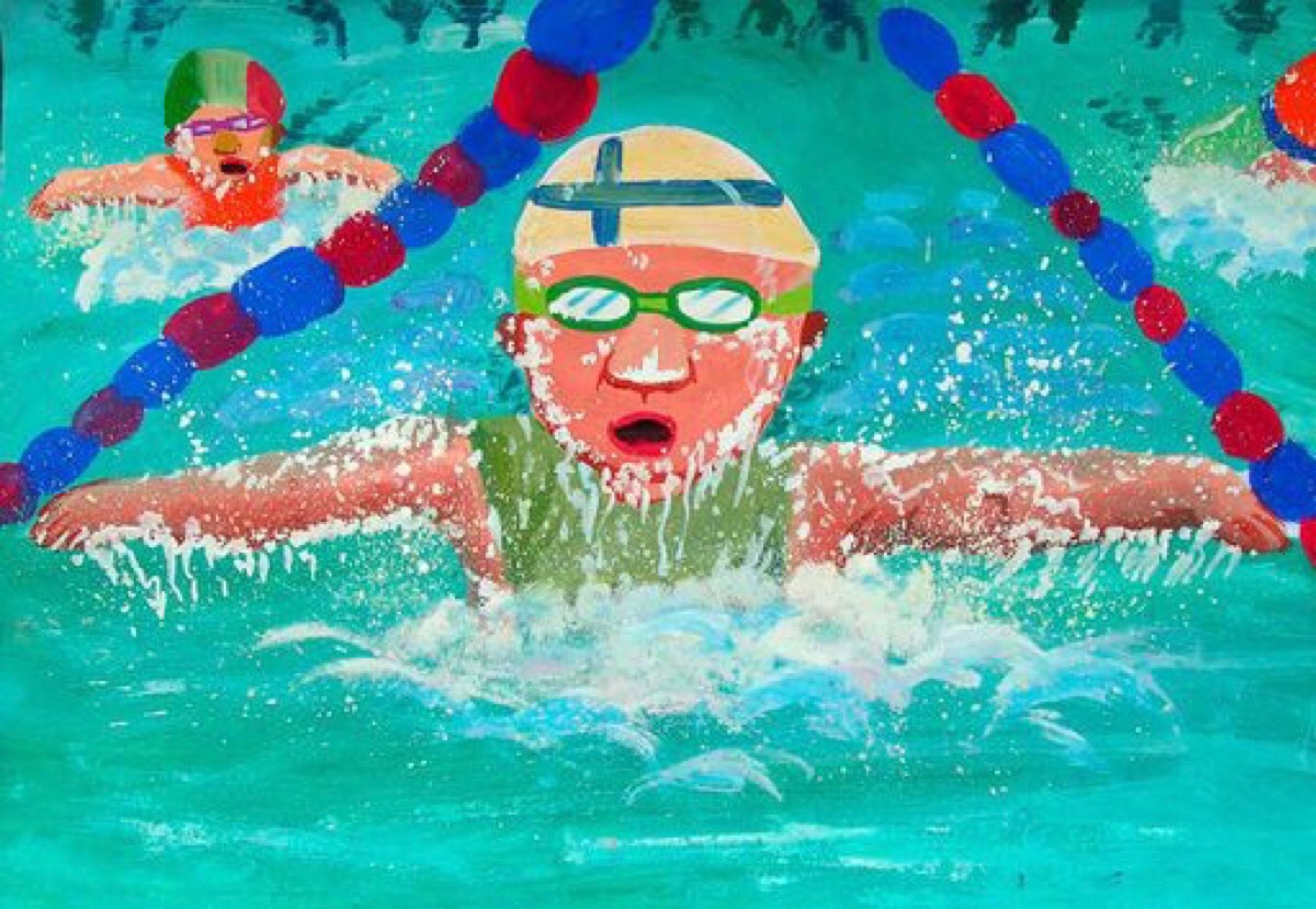 游泳比赛幼儿情景画图片