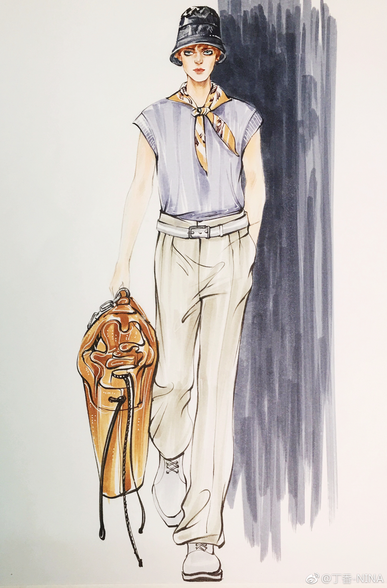 时装绘画 服装设计 手绘 插画师@丁香–nina