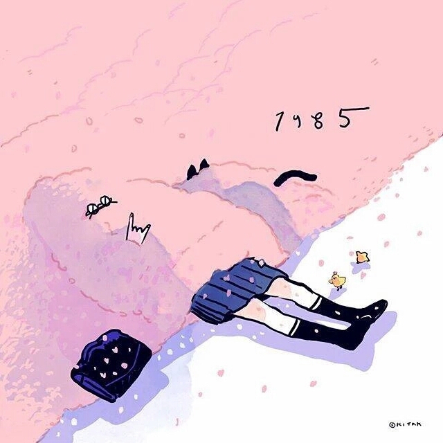 背景图头像日系少女天空粉红
