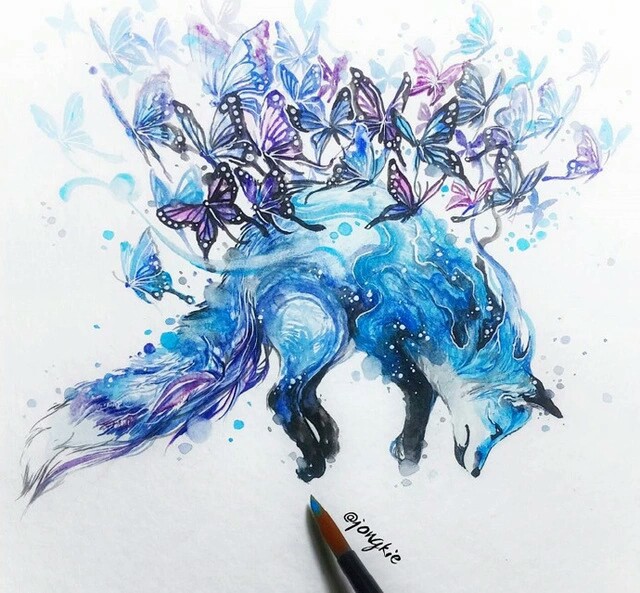 水彩动物 狼