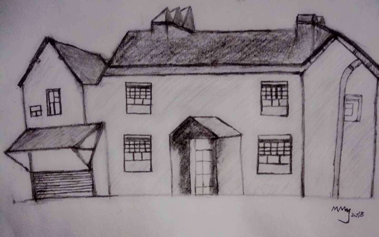 素描简单房子图片