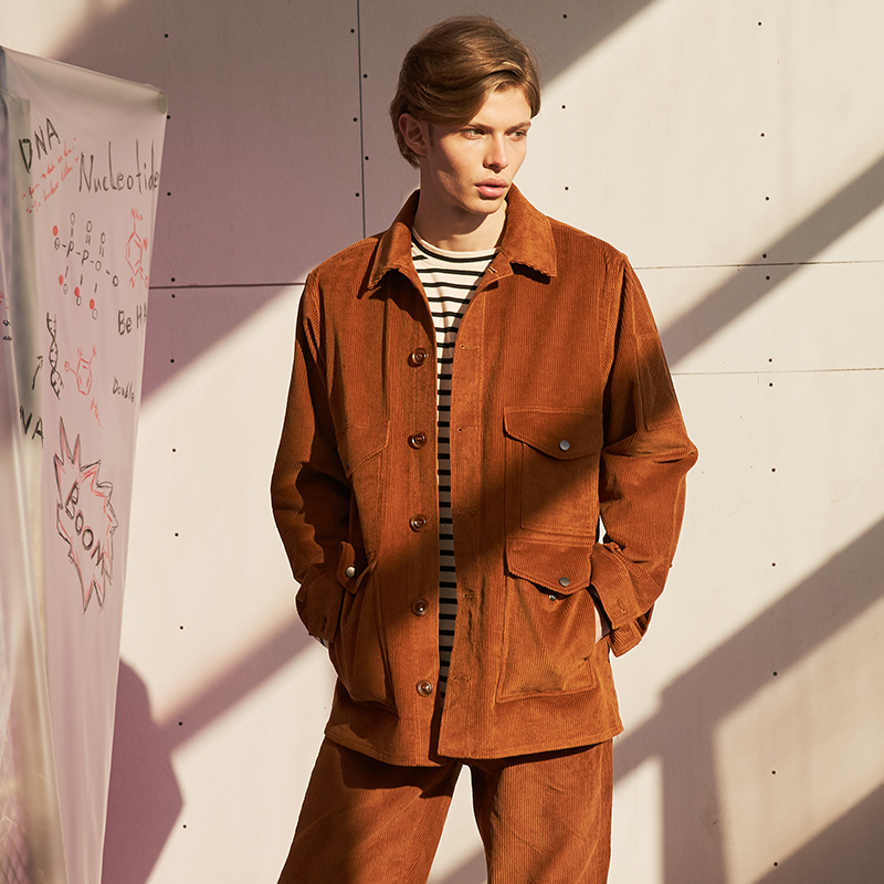 howl2018情人节 男款复古咖色灯芯绒工装外套 co1126