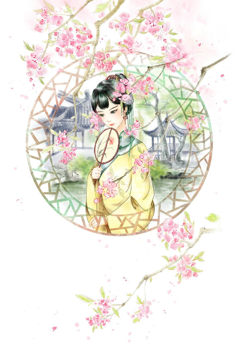 云想衣裳花想容,春风拂槛露华浓.