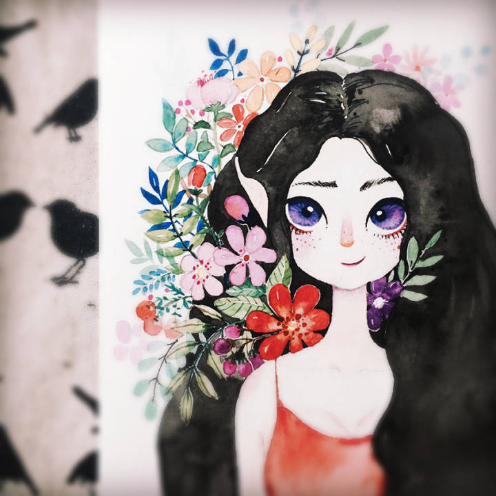 水彩 花姑娘
