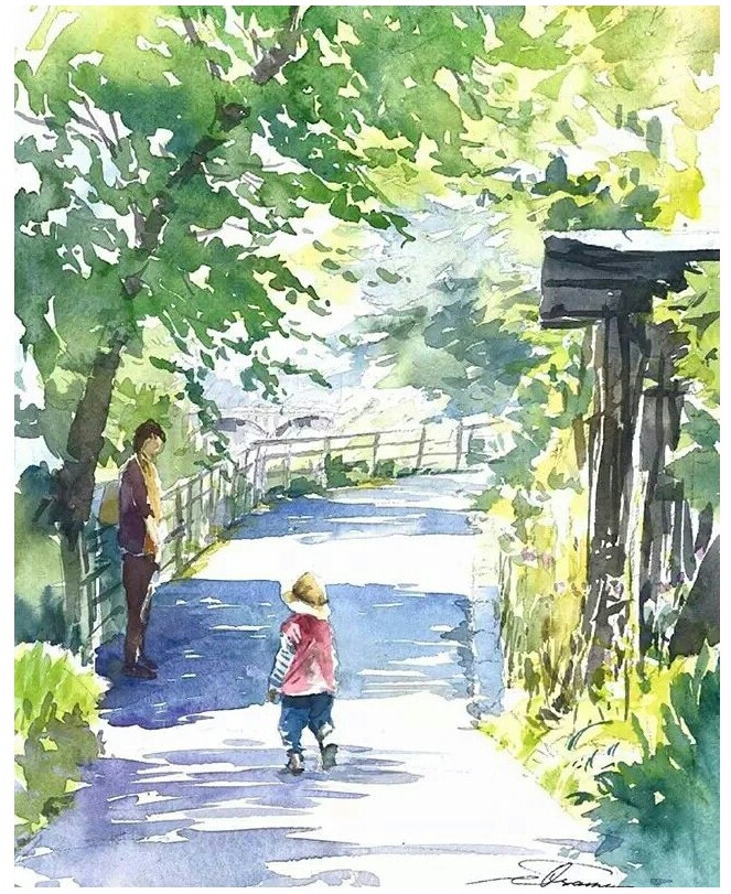 日本画家柴田治 水彩风景速写(侵删致歉)