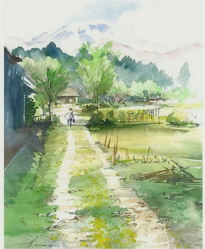 日本画家柴田治 水彩风景速写(侵删致歉)