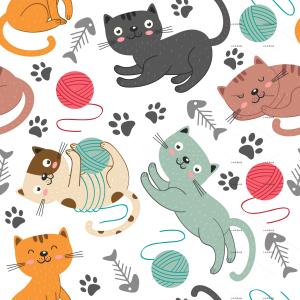 可爱卡通猫咪图案贺卡卡片背景填充图案ai矢量设计素材ai318
