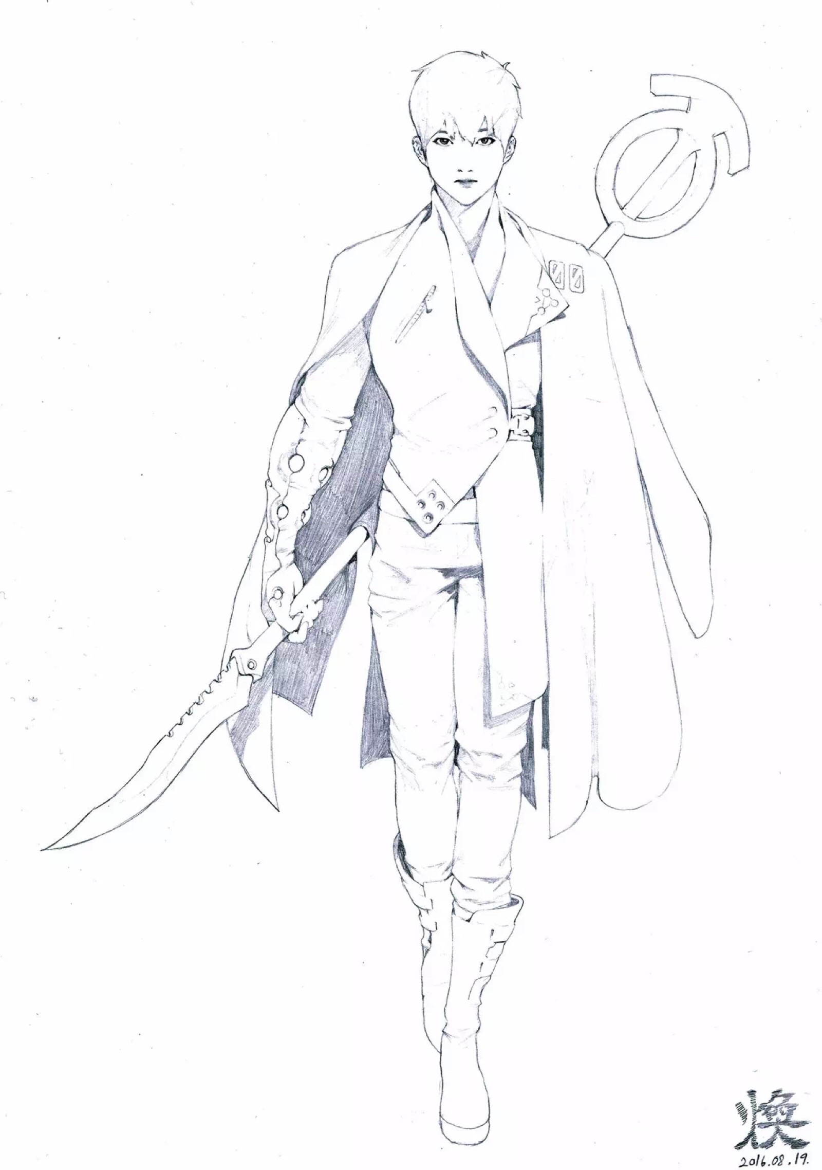 韩国画师hwan (焕)的一组角色设计线稿.