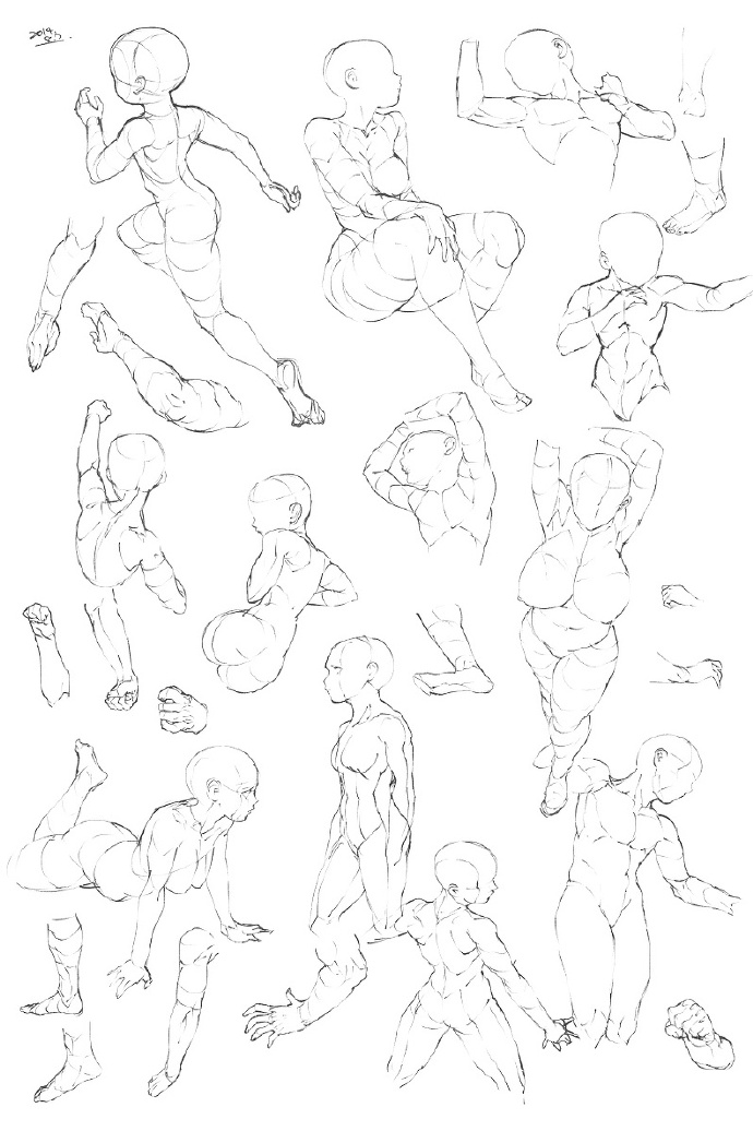 一组女性动作素材