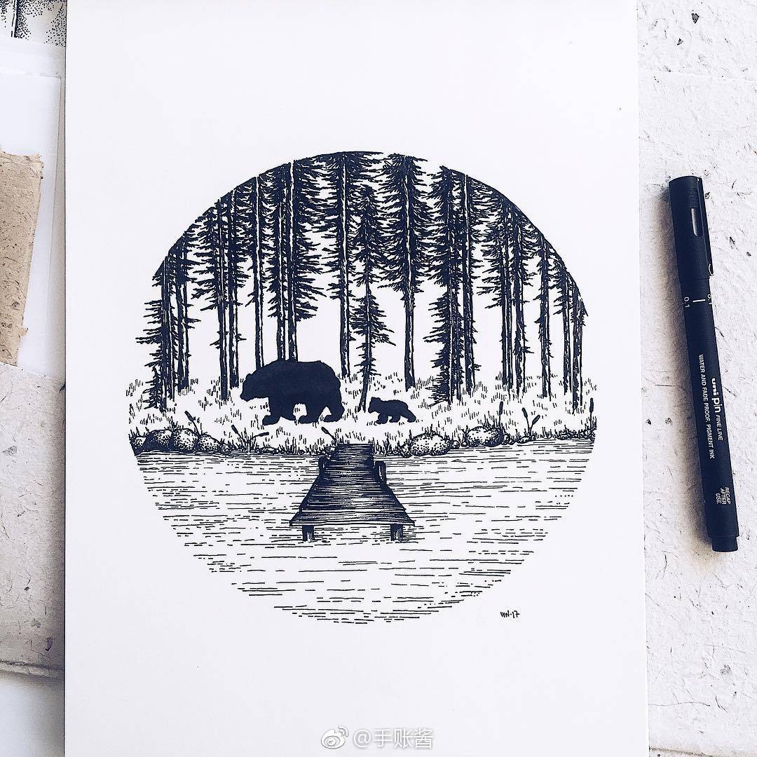 黑白 插画 ins:wildwither