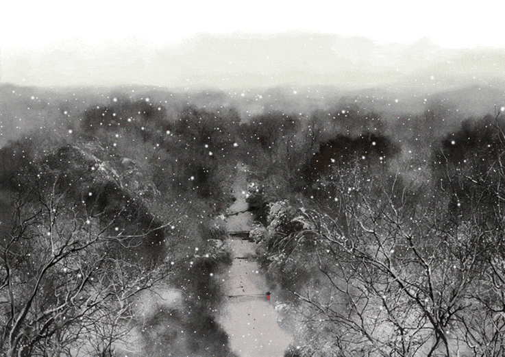 手绘古风山水/建筑/雪景gif动态图