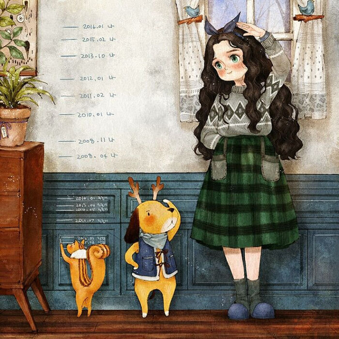 韩国插画师 | aeppol 森林女孩日记插画