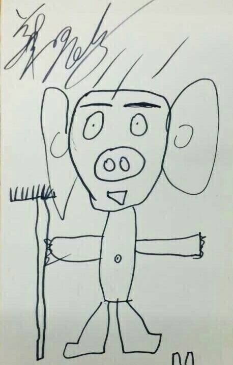 歌手华晨宇#画的猪~好朋友是他的粉丝 ,找我定制了一个,哈哈,真的丑.