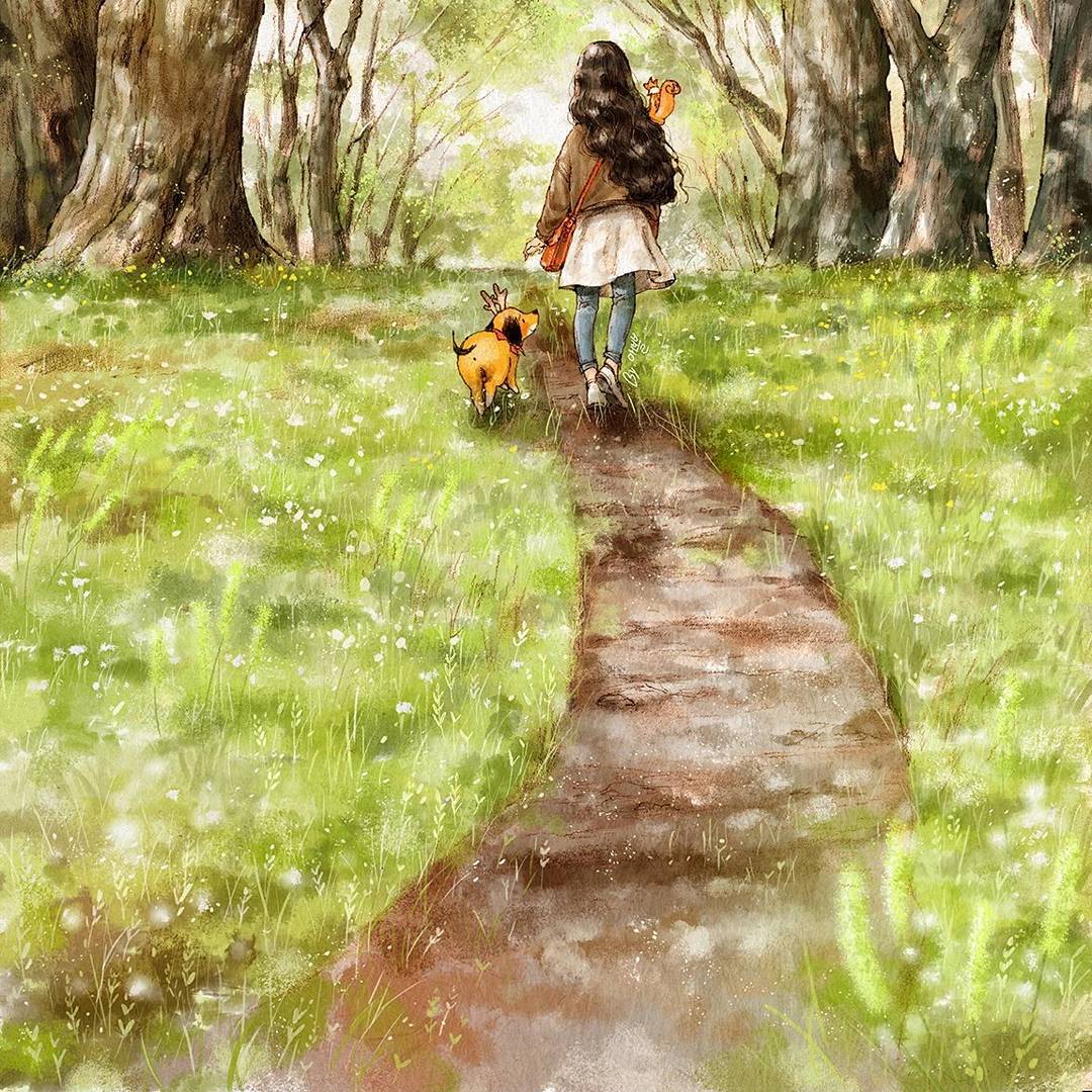 韩国插画师 | aeppol 森林女孩日记插画