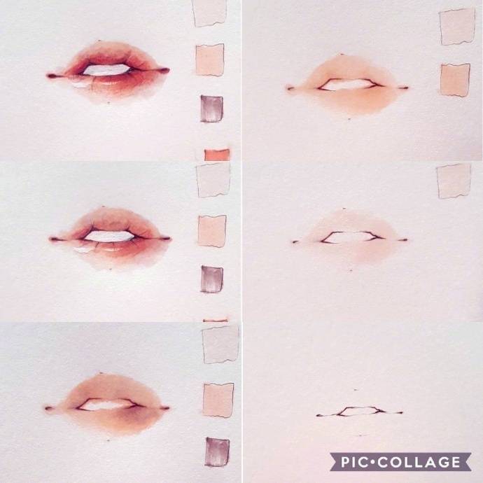 好看眼睛,嘴巴和头发的画法教程( ins:d00miino)