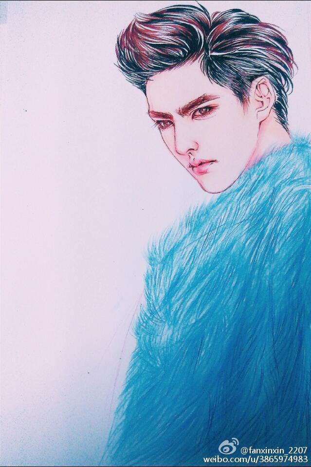 吴亦凡 kris 明星壁纸 男神帅哥 手绘漫画 素描卡通 人物头像 插画