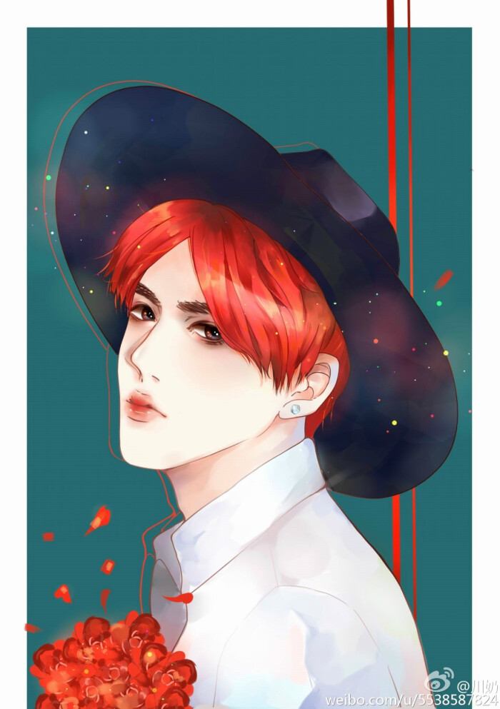 吴亦凡 kris 明星壁纸 男神帅哥 手绘漫画 素描卡通 人物头像 插画