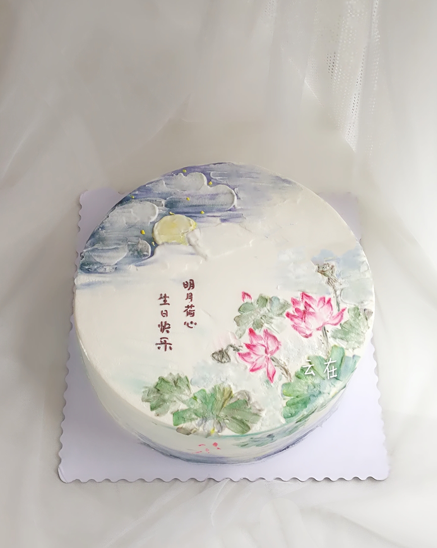 云在手绘中国风蛋糕