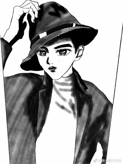吴亦凡 kris 明星壁纸 男神帅哥 手绘漫画 素描卡通 人物头像 插画