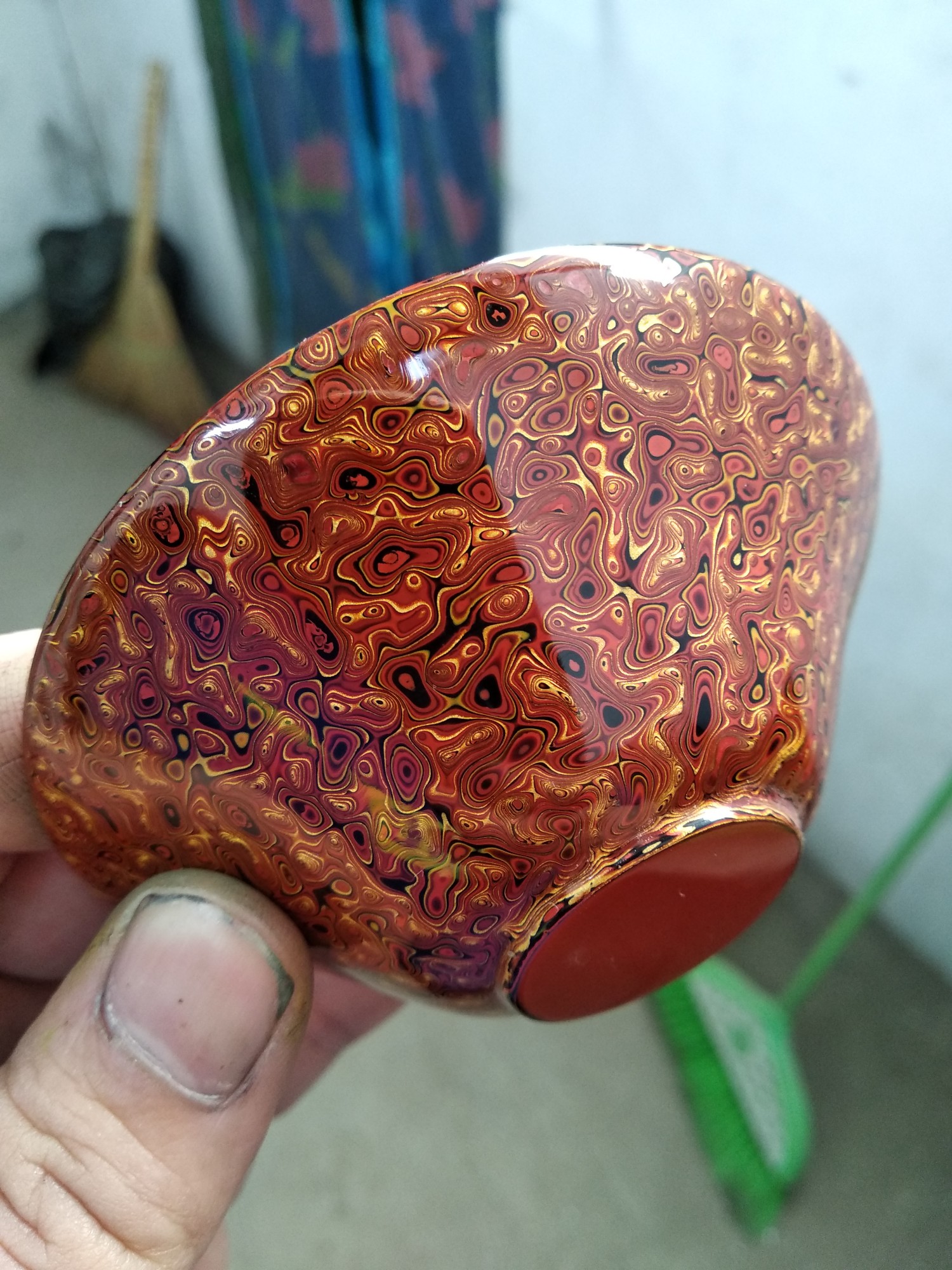 红金犀皮漆小盏,天然大漆制作!工期6个月