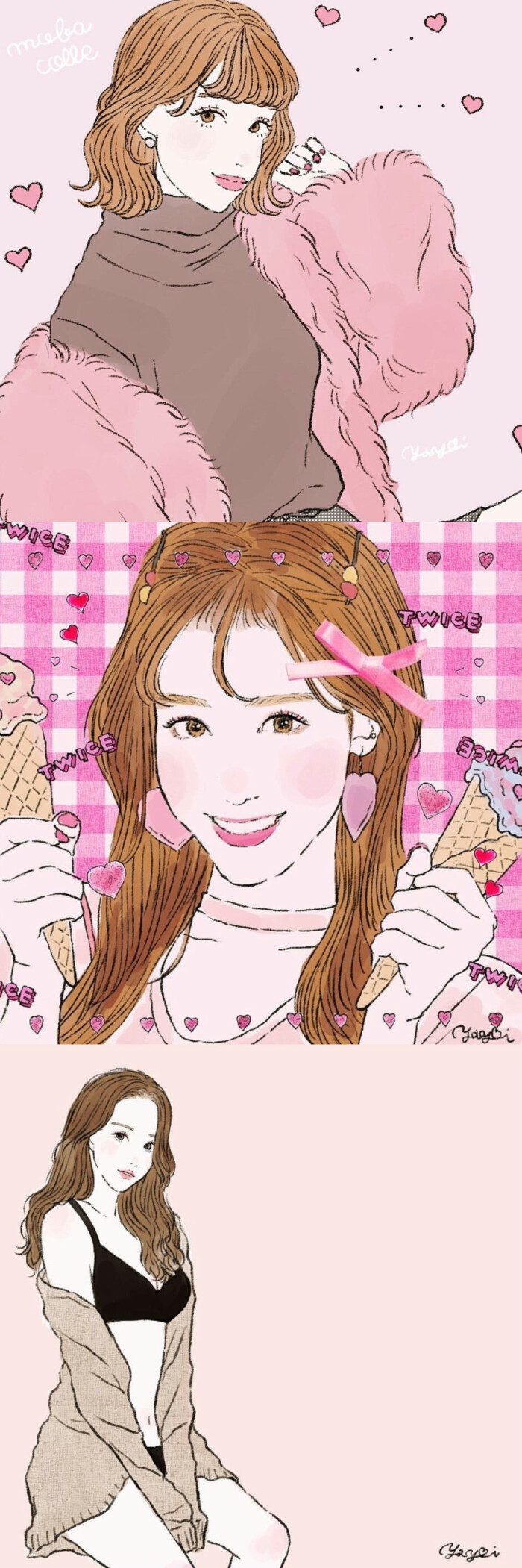甜甜的少女插画 ins:frp_y